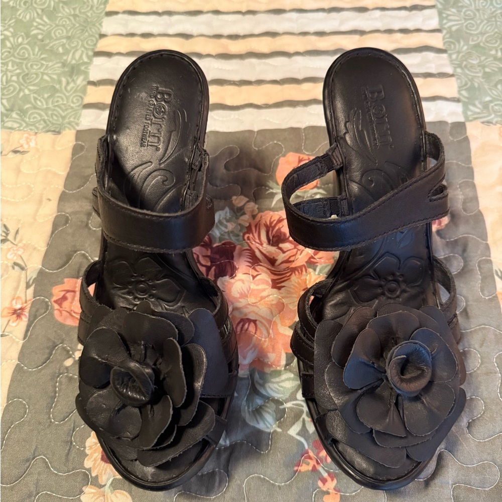 Born Black Floral Women's Sandals